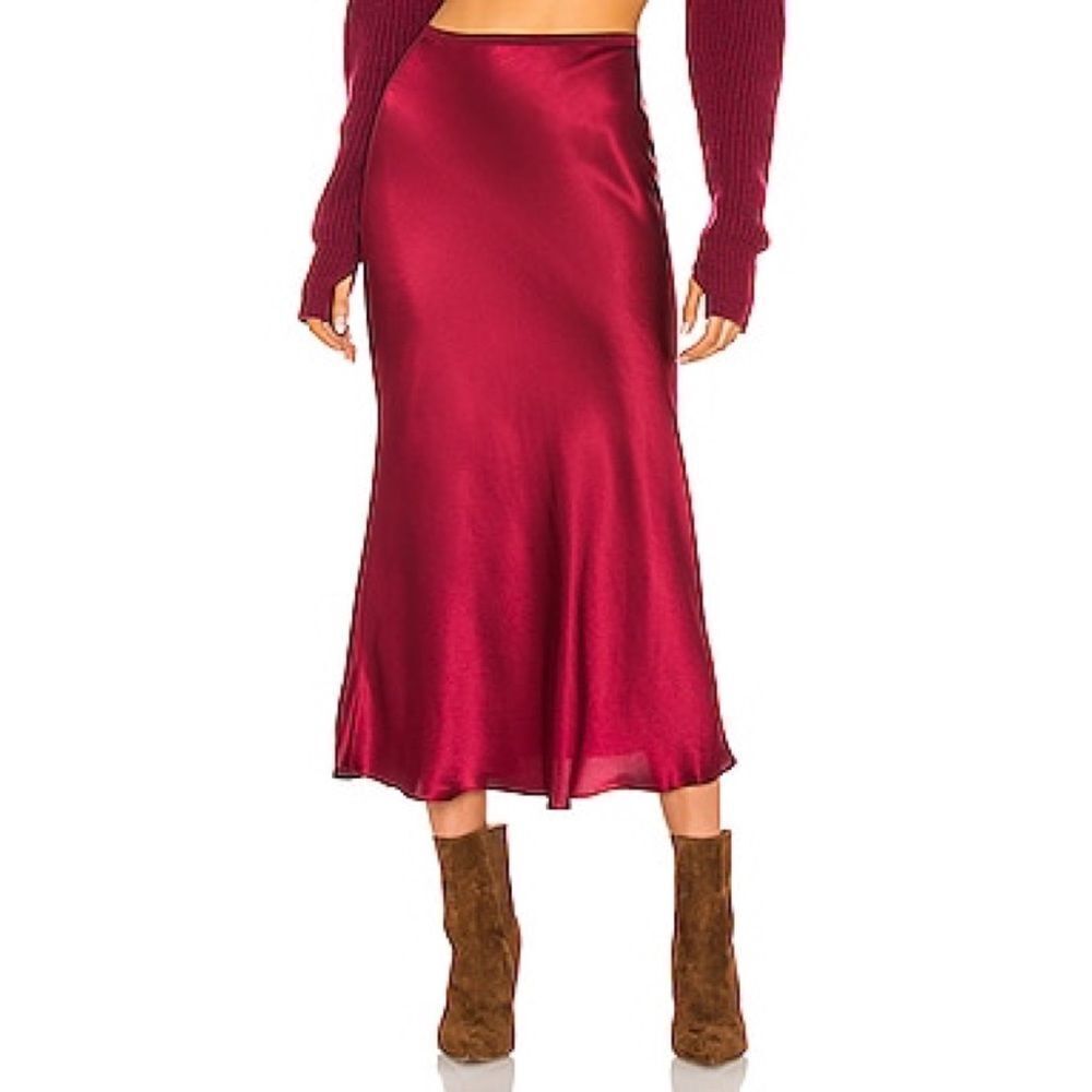 DIVINE HERITAGE 100% silk Bias Cut Skirt In Garnet